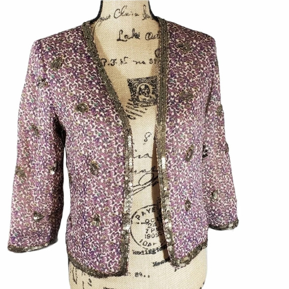 Love 21 Bohemian Sequin Lined Jacket GUC XS - Picture 1 of 9